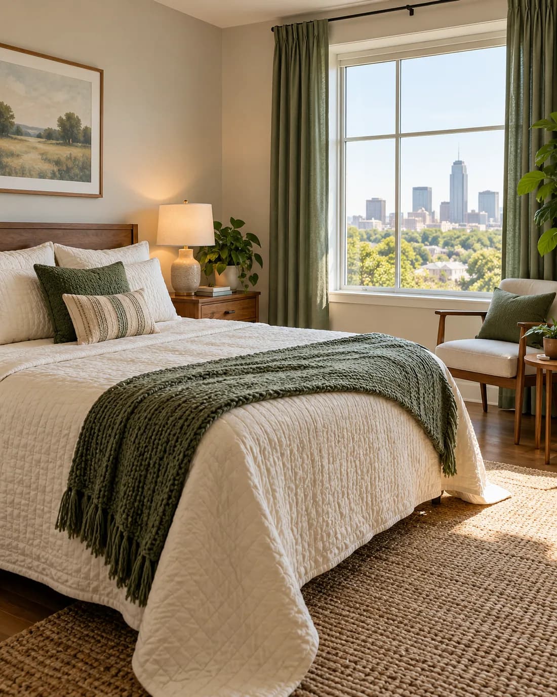 A welcoming furnished bedroom with soft daylight